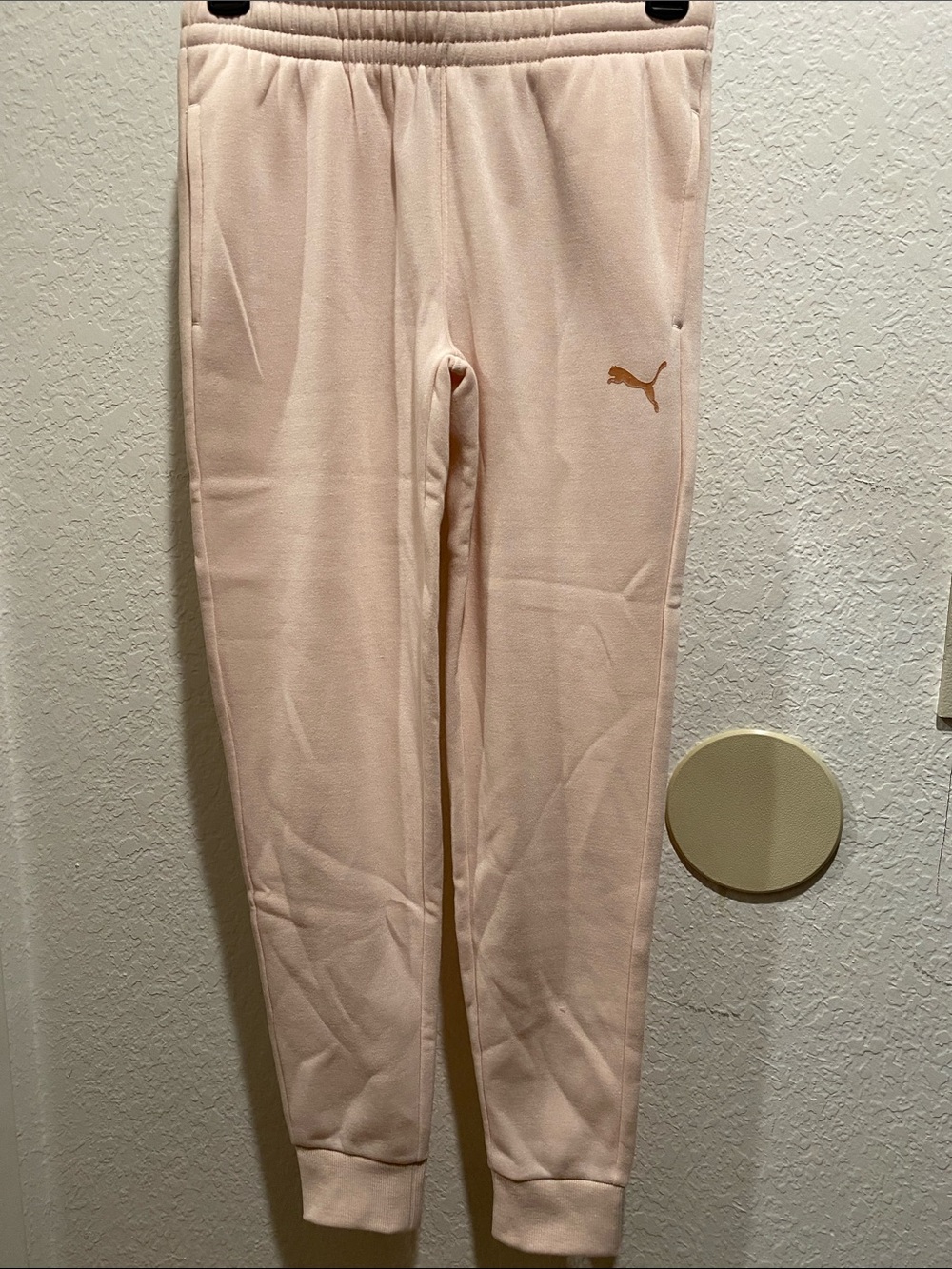 Girl Puma Light Pink Logo Fleece Joggers